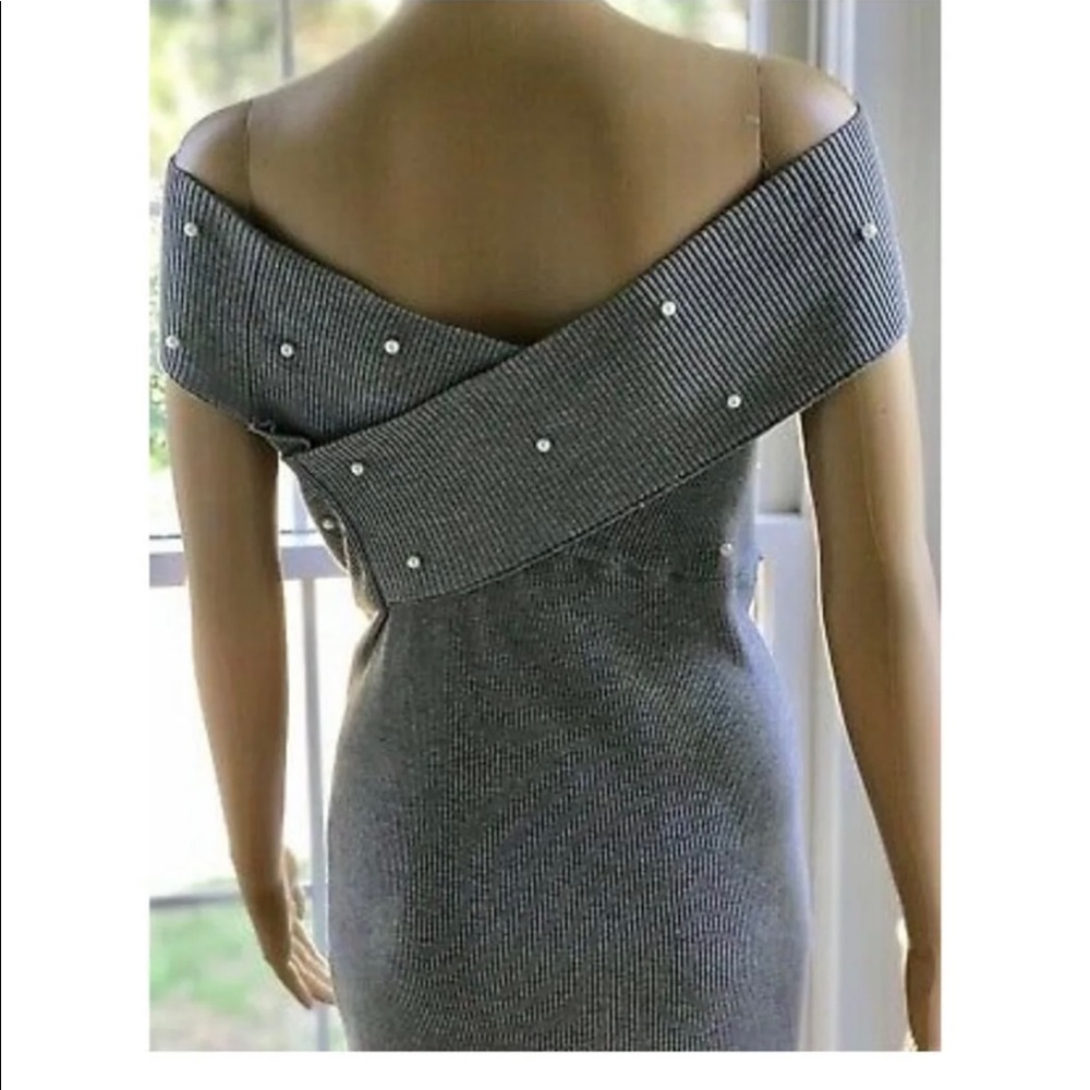 Gray dress with pearl setting